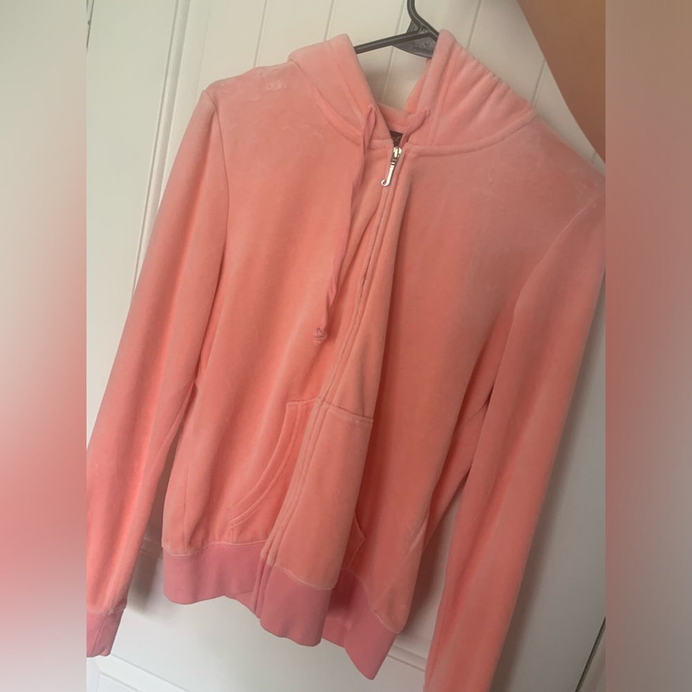 Juicy Couture Pink Velour Zip Up Hoodie Size M 🌸💕🌷🎀